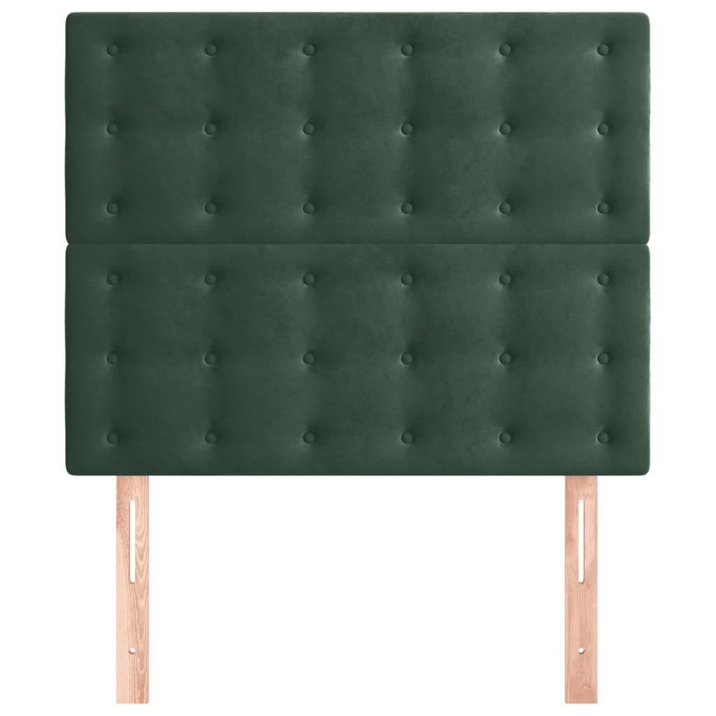 Têtes de lit 2 pcs Vert foncé 100x5x78/88 cm Velours