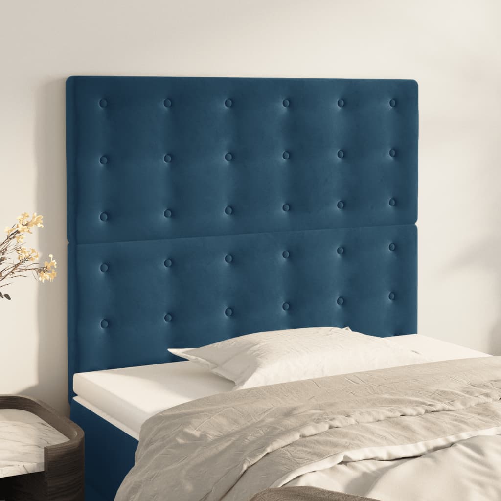 Têtes de lit 2 pcs Bleu foncé 100x5x78/88 cm Velours