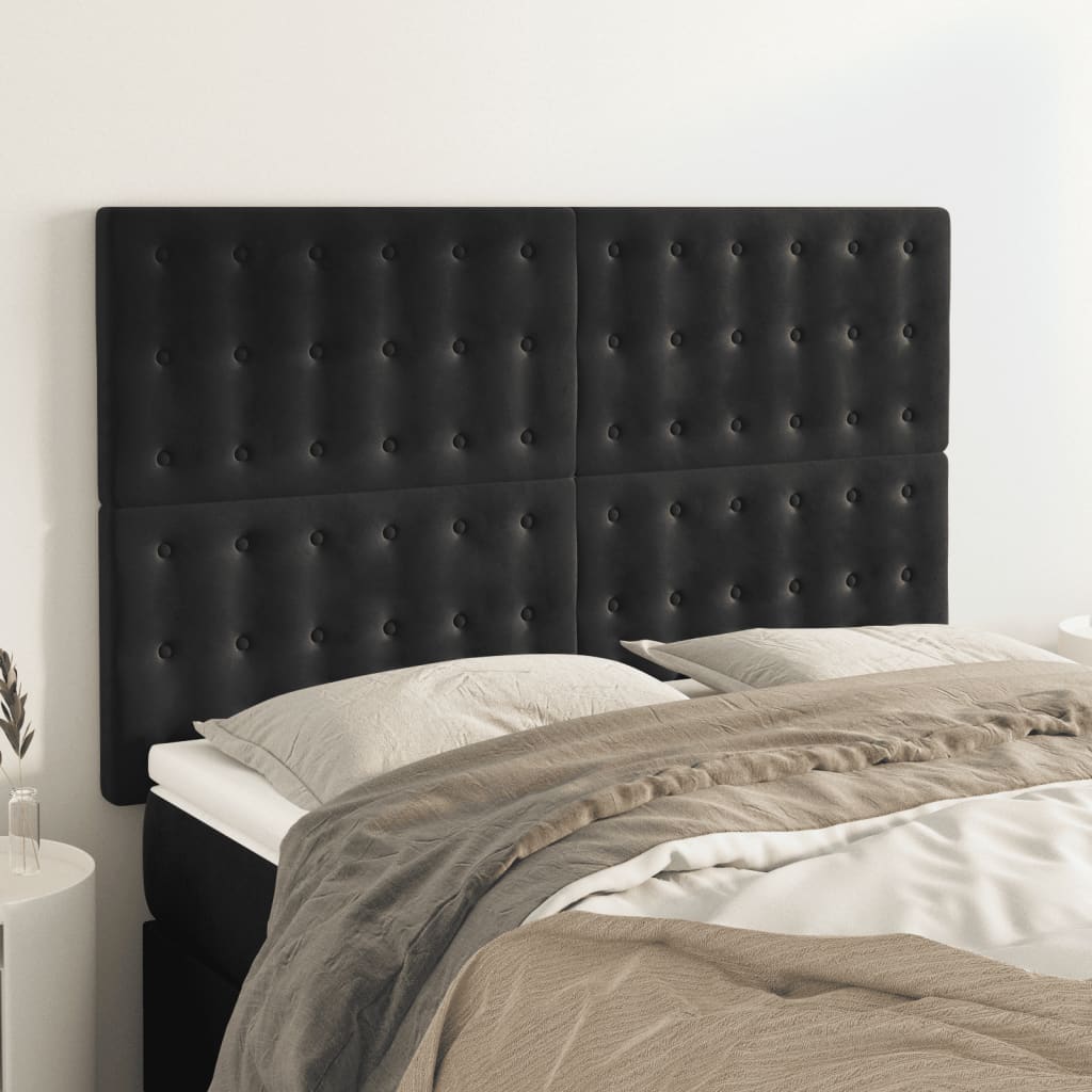 Têtes de lit 4 pcs Noir 72x5x78/88 cm Velours