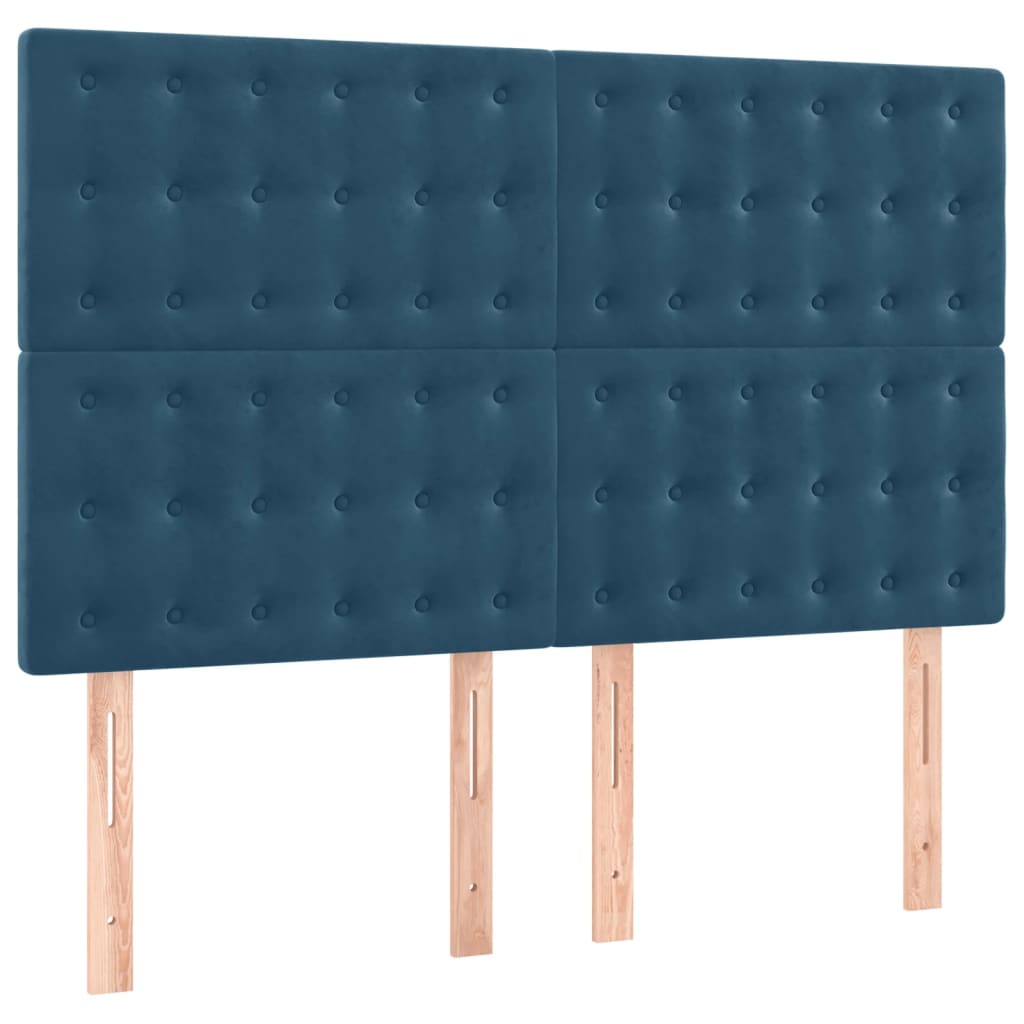 Têtes de lit 4 pcs Bleu foncé 72x5x78/88 cm Velours