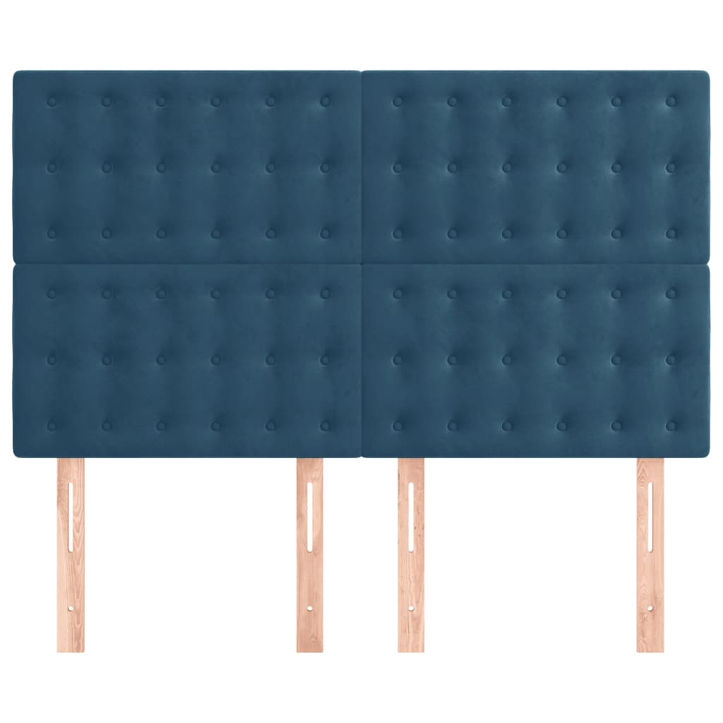 Têtes de lit 4 pcs Bleu foncé 72x5x78/88 cm Velours