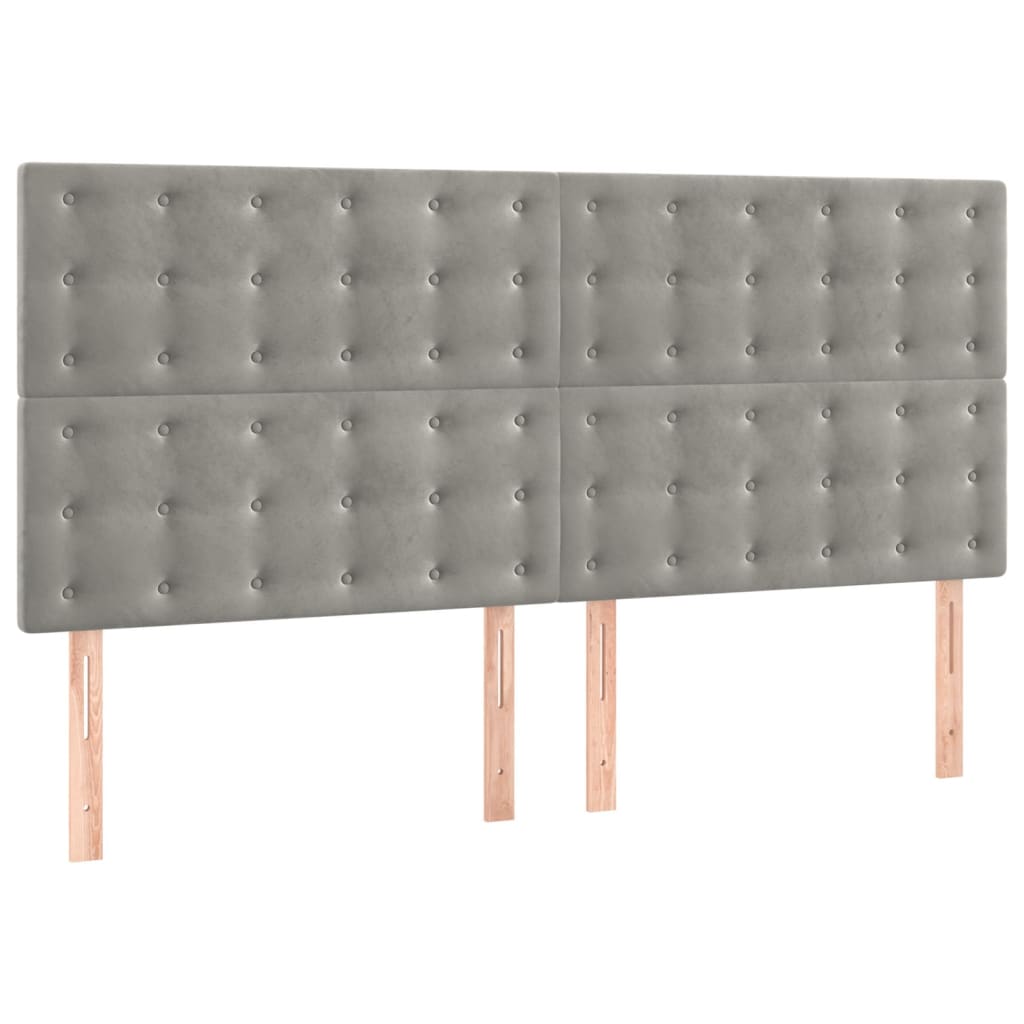 Têtes de lit 4 pcs Gris clair 80x5x78/88 cm Velours