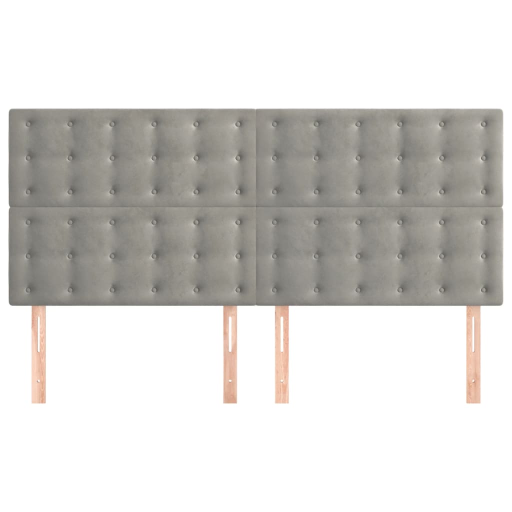 Têtes de lit 4 pcs Gris clair 80x5x78/88 cm Velours