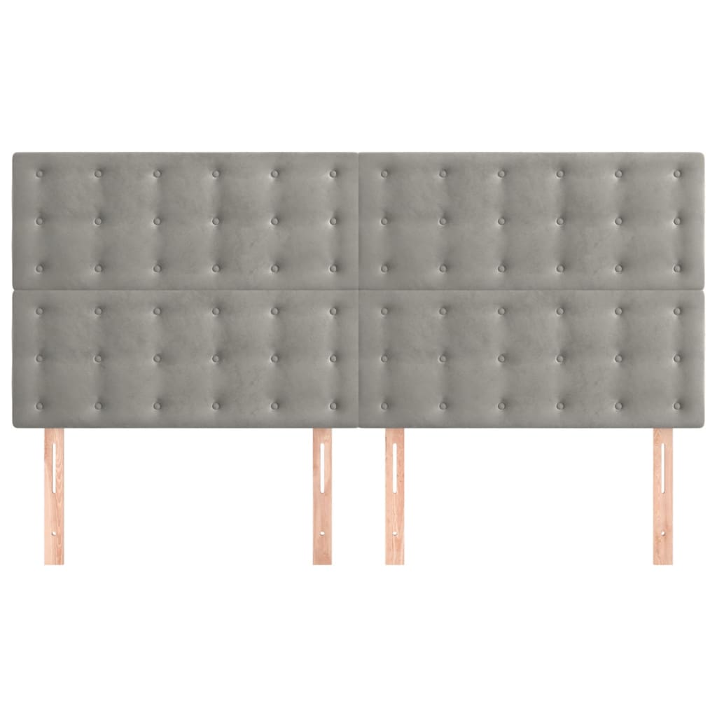 Têtes de lit 4 pcs Gris clair 90x5x78/88 cm Velours