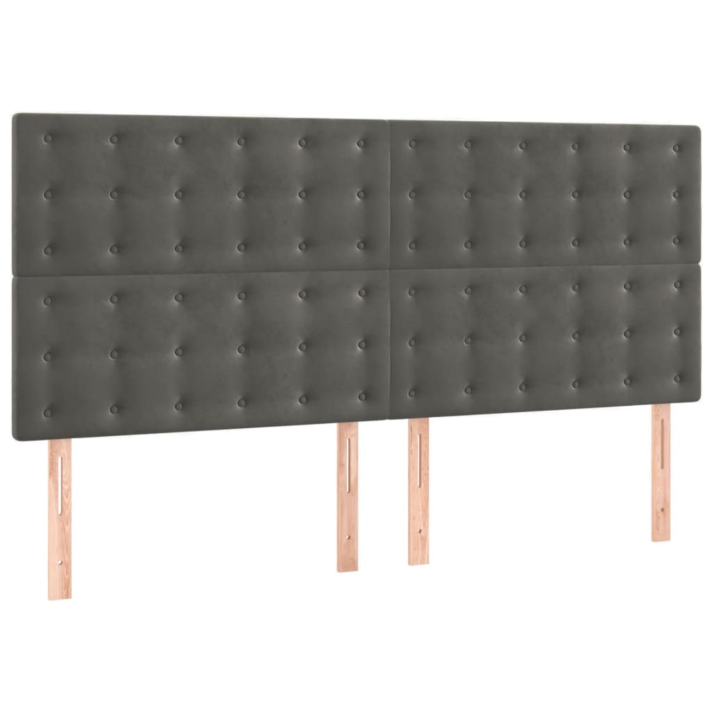 Têtes de lit 4 pcs Gris foncé 90x5x78/88 cm Velours