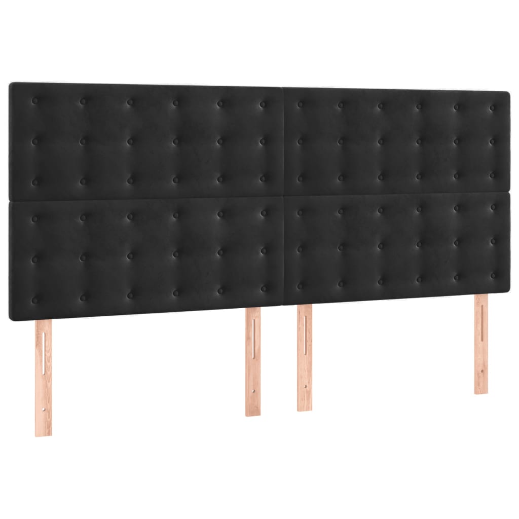 Têtes de lit 4 pcs Noir 90x5x78/88 cm Velours