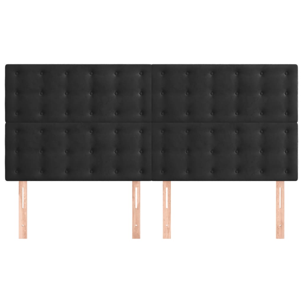 Têtes de lit 4 pcs Noir 90x5x78/88 cm Velours