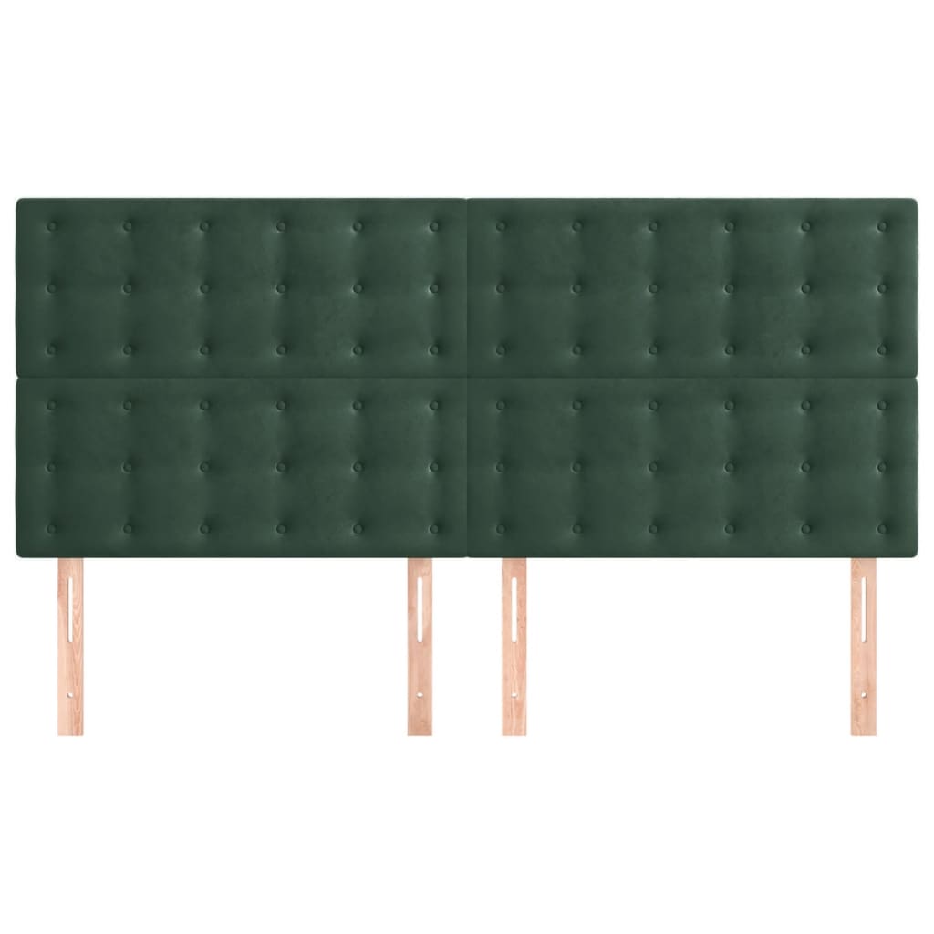 Têtes de lit 4 pcs Vert foncé 90x5x78/88 cm Velours