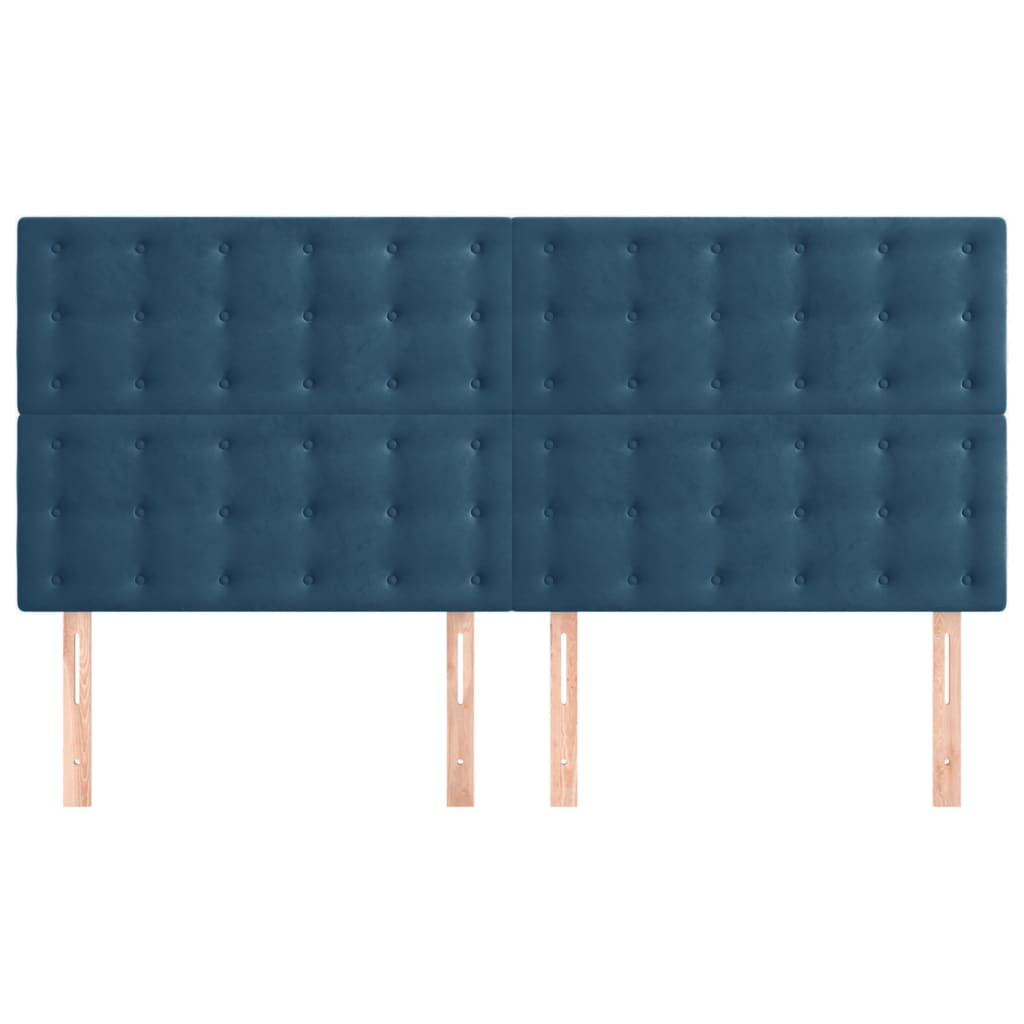 Têtes de lit 4 pcs Bleu foncé 90x5x78/88 cm Velours