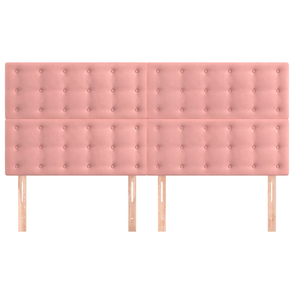 Têtes de lit 4 pcs Rose 90x5x78/88 cm Velours