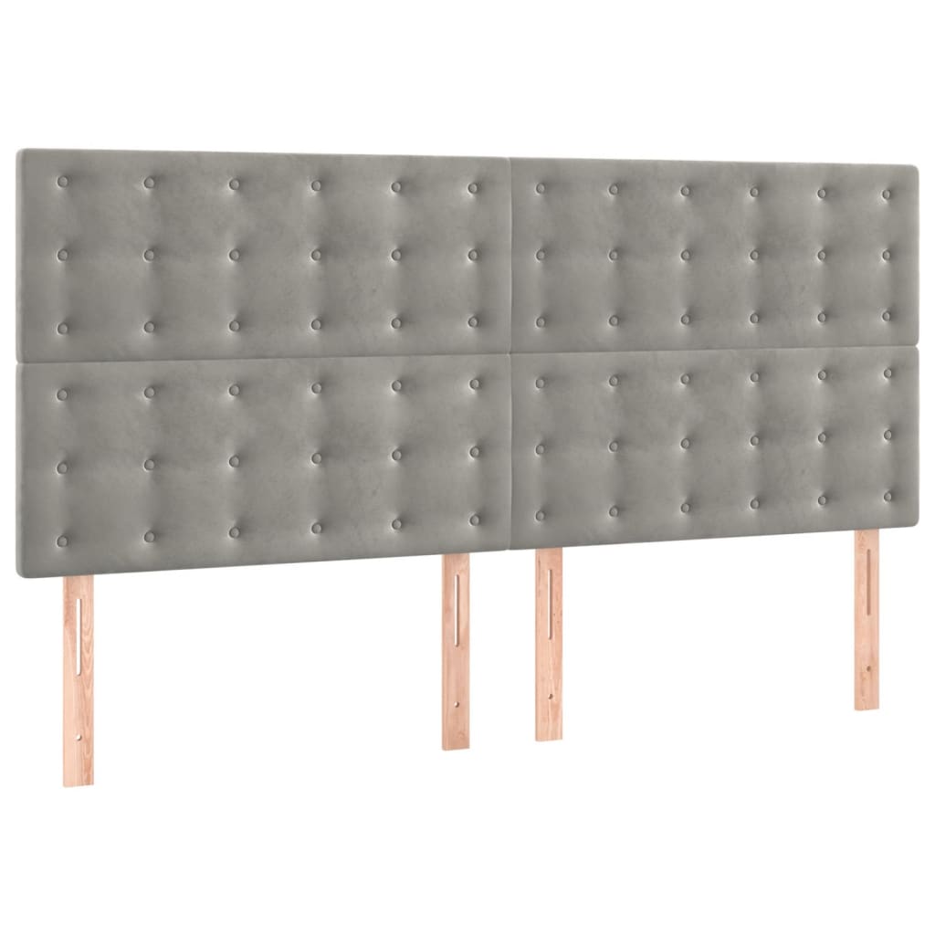 Têtes de lit 4 pcs Gris clair 100x5x78/88 cm Velours