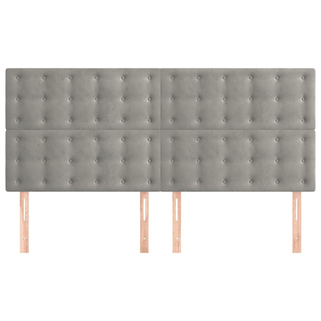 Têtes de lit 4 pcs Gris clair 100x5x78/88 cm Velours