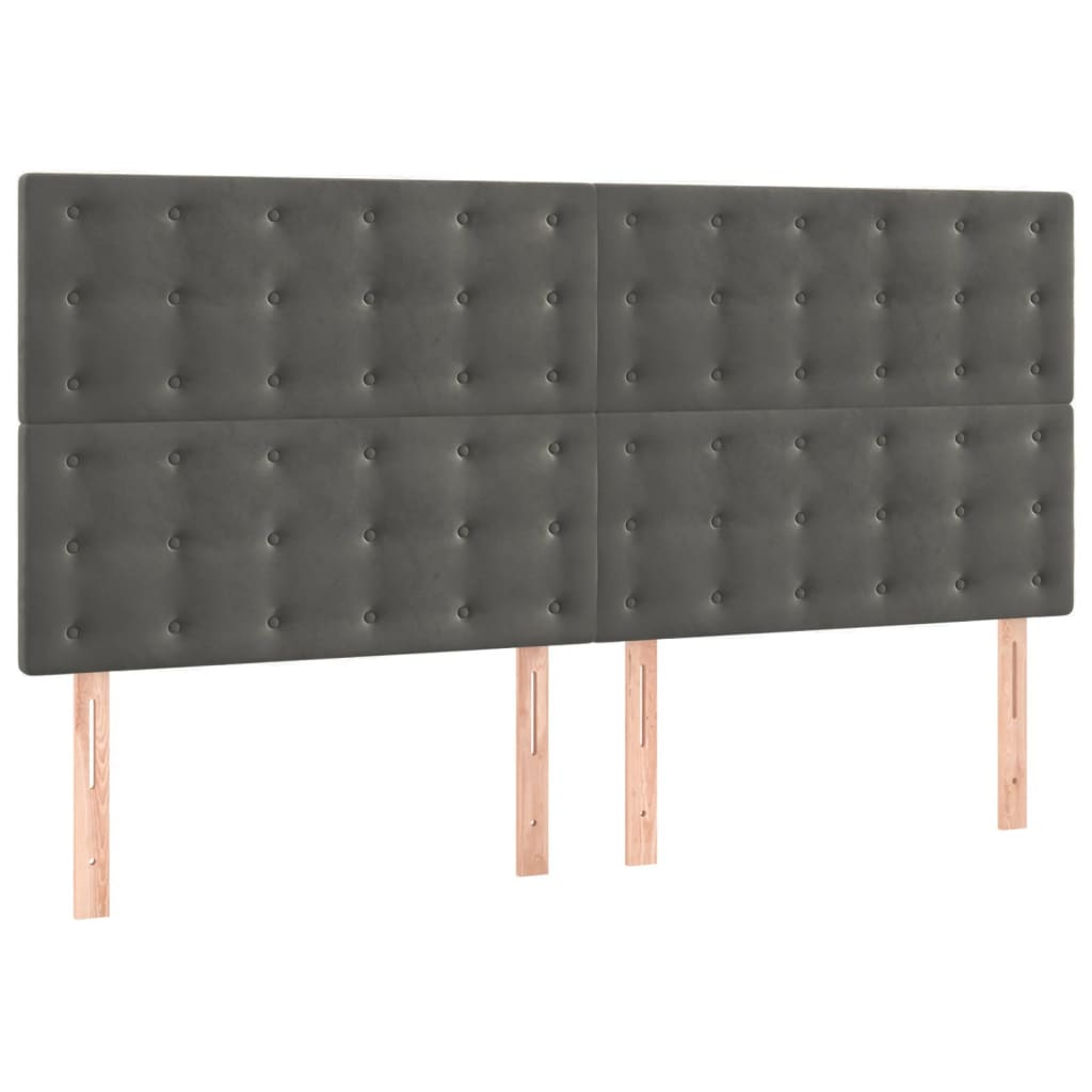 Têtes de lit 4 pcs Gris foncé 100x5x78/88 cm Velours