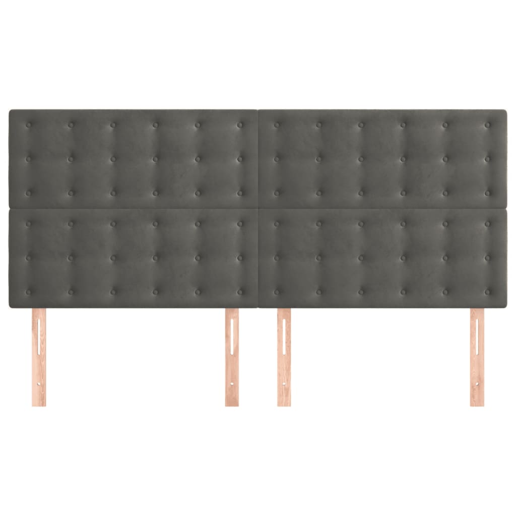 Têtes de lit 4 pcs Gris foncé 100x5x78/88 cm Velours