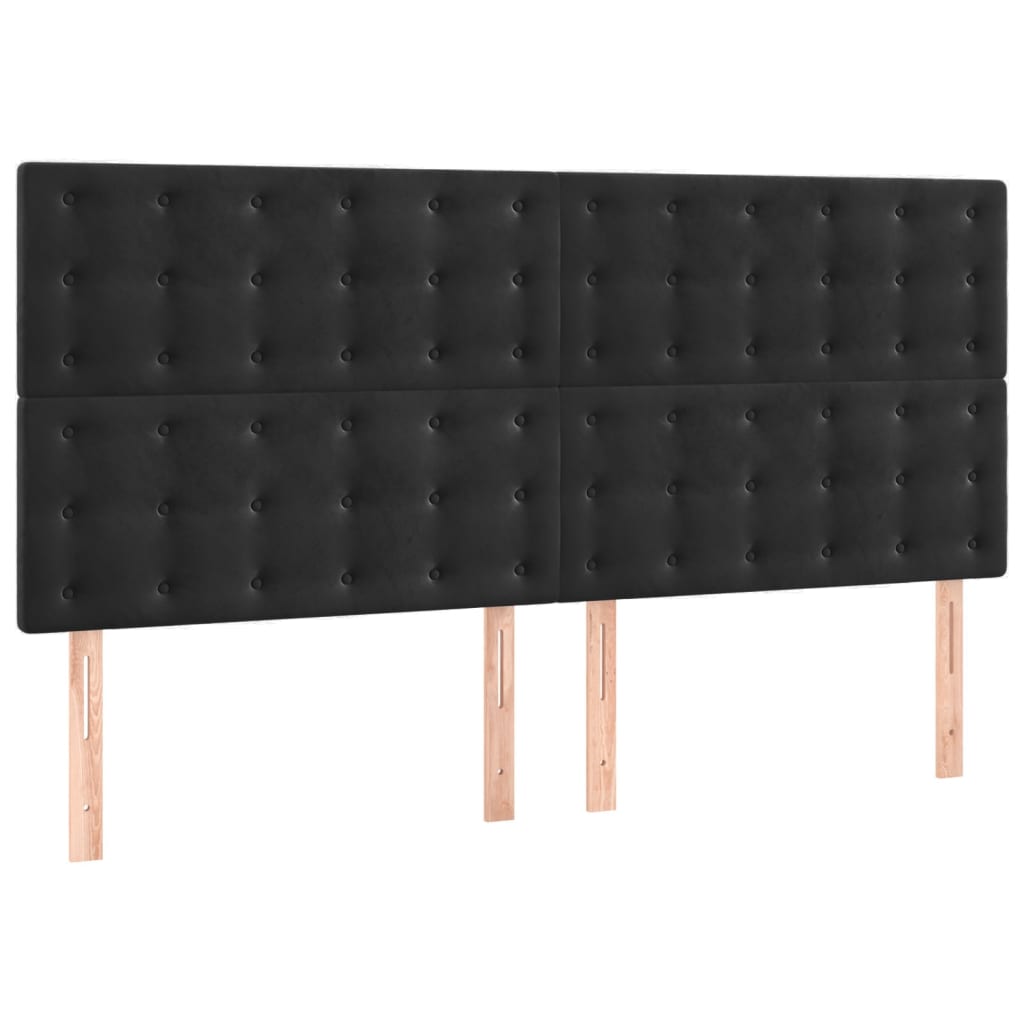 Têtes de lit 4 pcs Noir 100x5x78/88 cm Velours