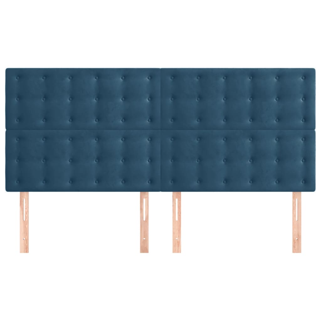 Têtes de lit 4 pcs Bleu foncé 100x5x78/88 cm Velours