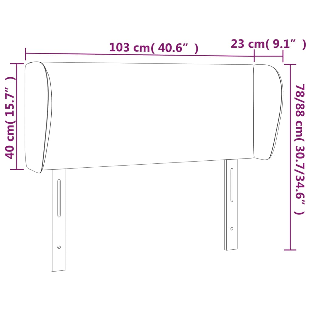 Tête de lit avec oreilles Gris clair 103x23x78/88 cm Tissu