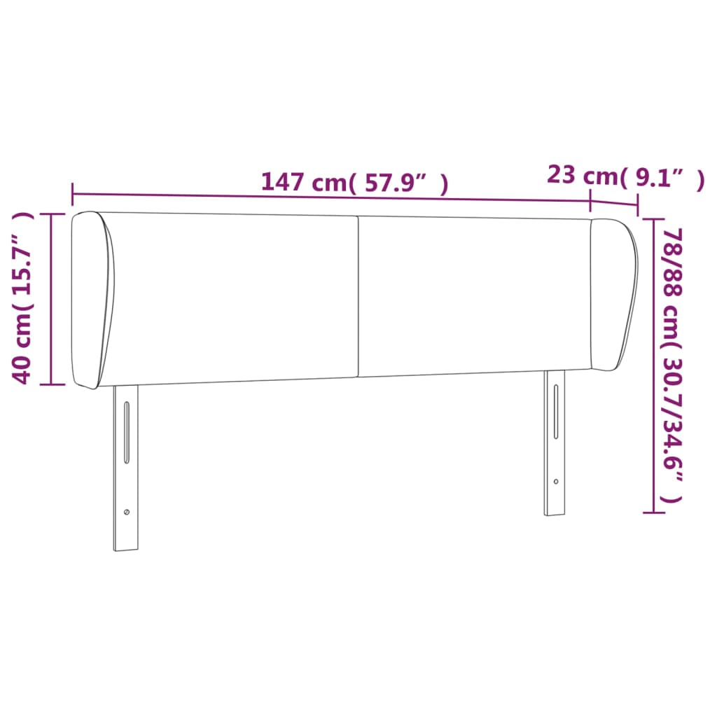 Tête de lit avec oreilles Noir 147x23x78/88 cm Tissu