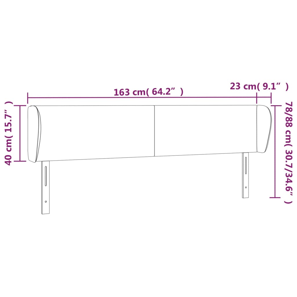 Tête de lit avec oreilles Gris clair 163x23x78/88 cm Tissu