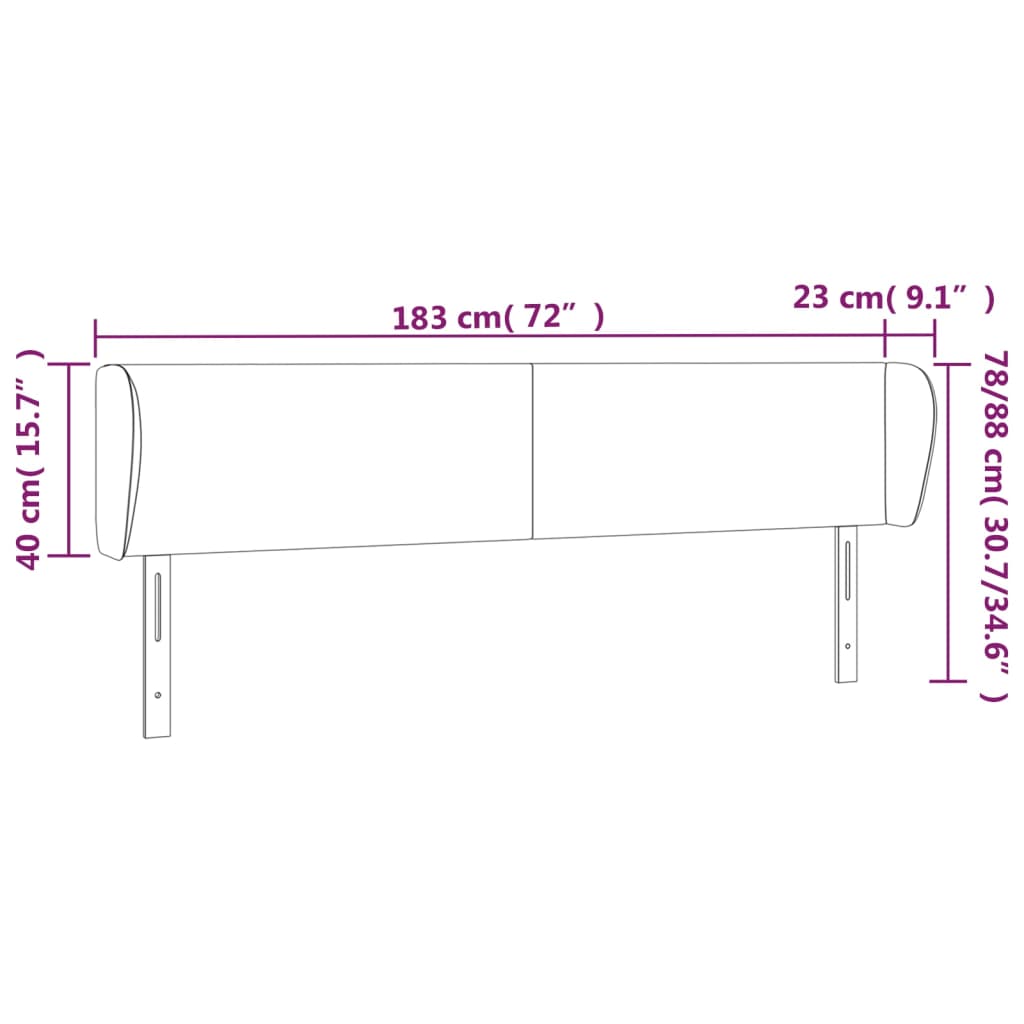 Tête de lit avec oreilles Gris foncé 183x23x78/88 cm Tissu