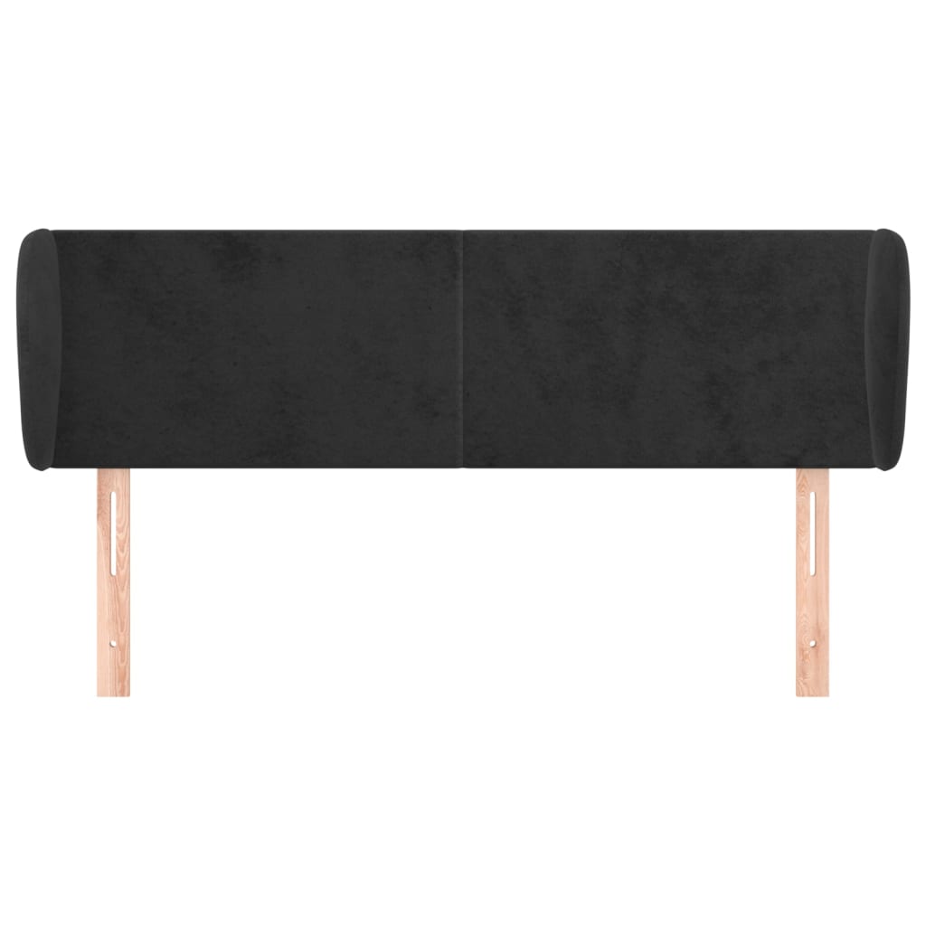 Tête de lit avec oreilles Noir 147x23x78/88 cm Velours