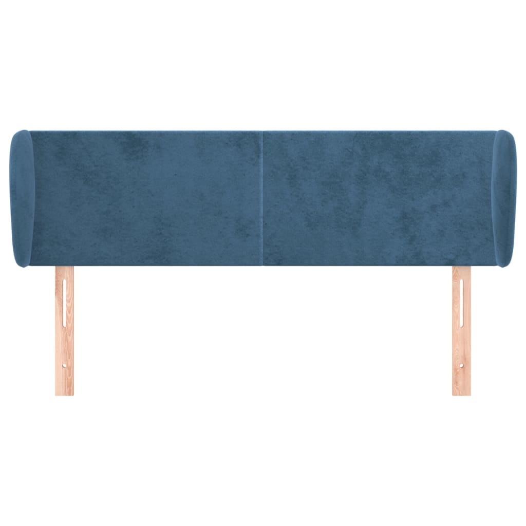 Tête de lit avec oreilles Bleu foncé 147x23x78/88 cm Velours