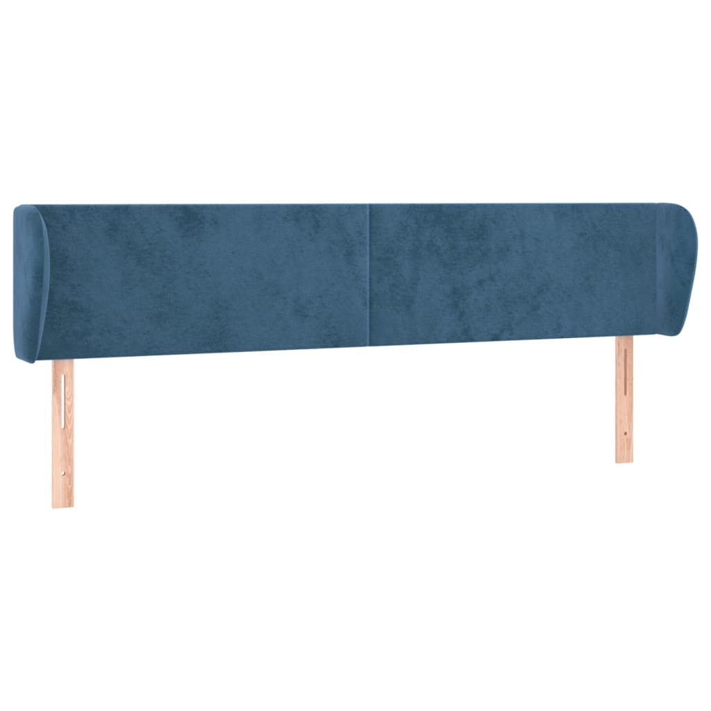 Tête de lit avec oreilles Bleu foncé 163x23x78/88 cm Velours