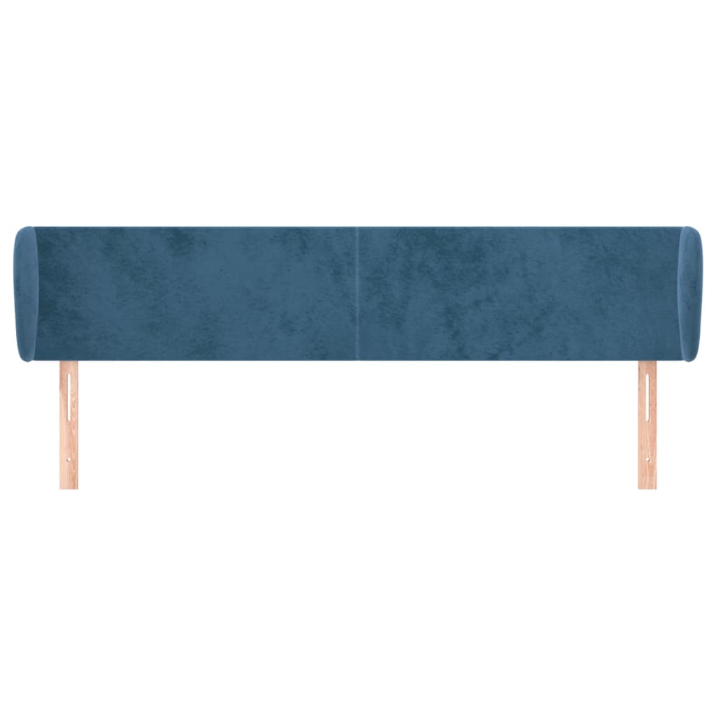 Tête de lit avec oreilles Bleu foncé 163x23x78/88 cm Velours