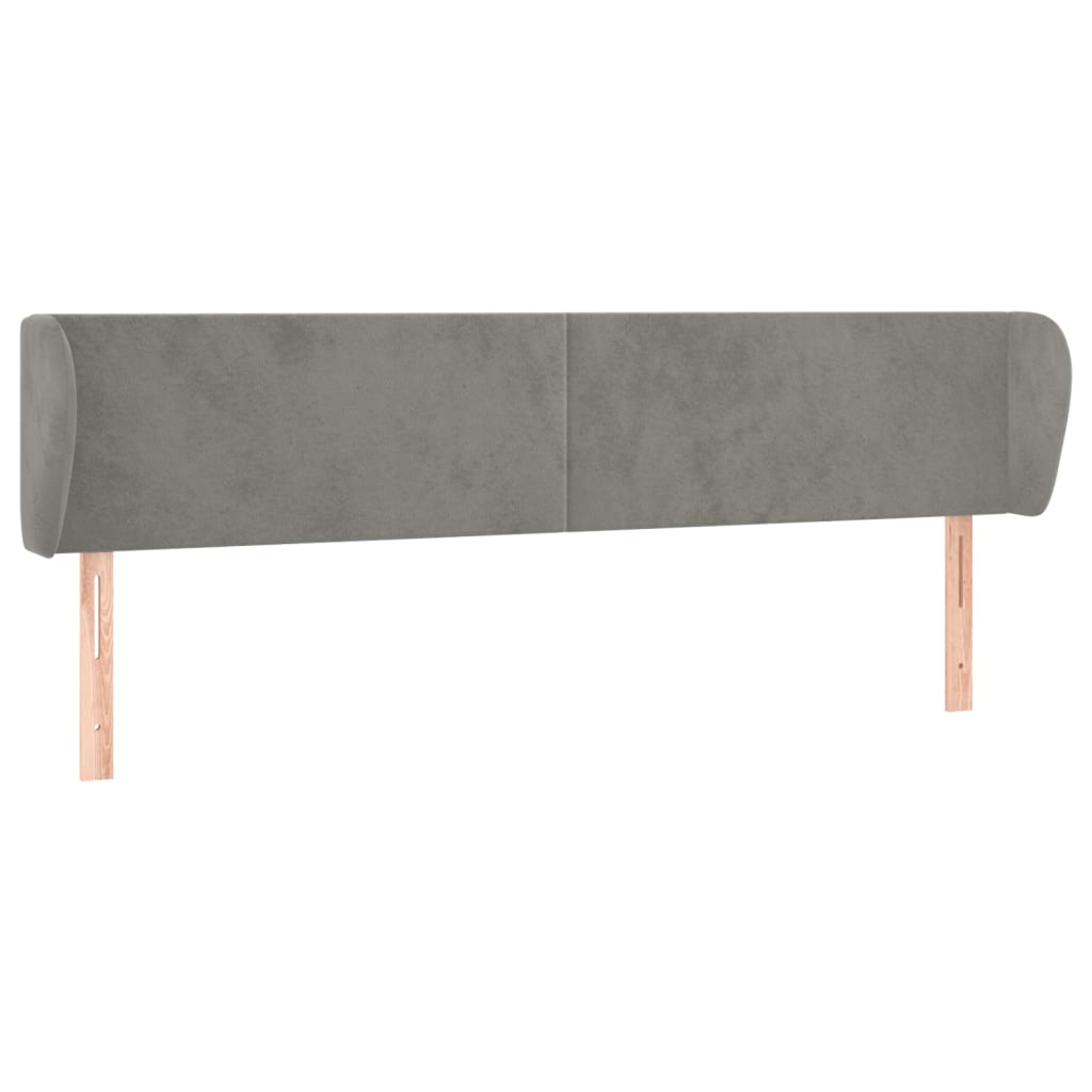 Tête de lit avec oreilles Gris clair 203x23x78/88 cm Velours