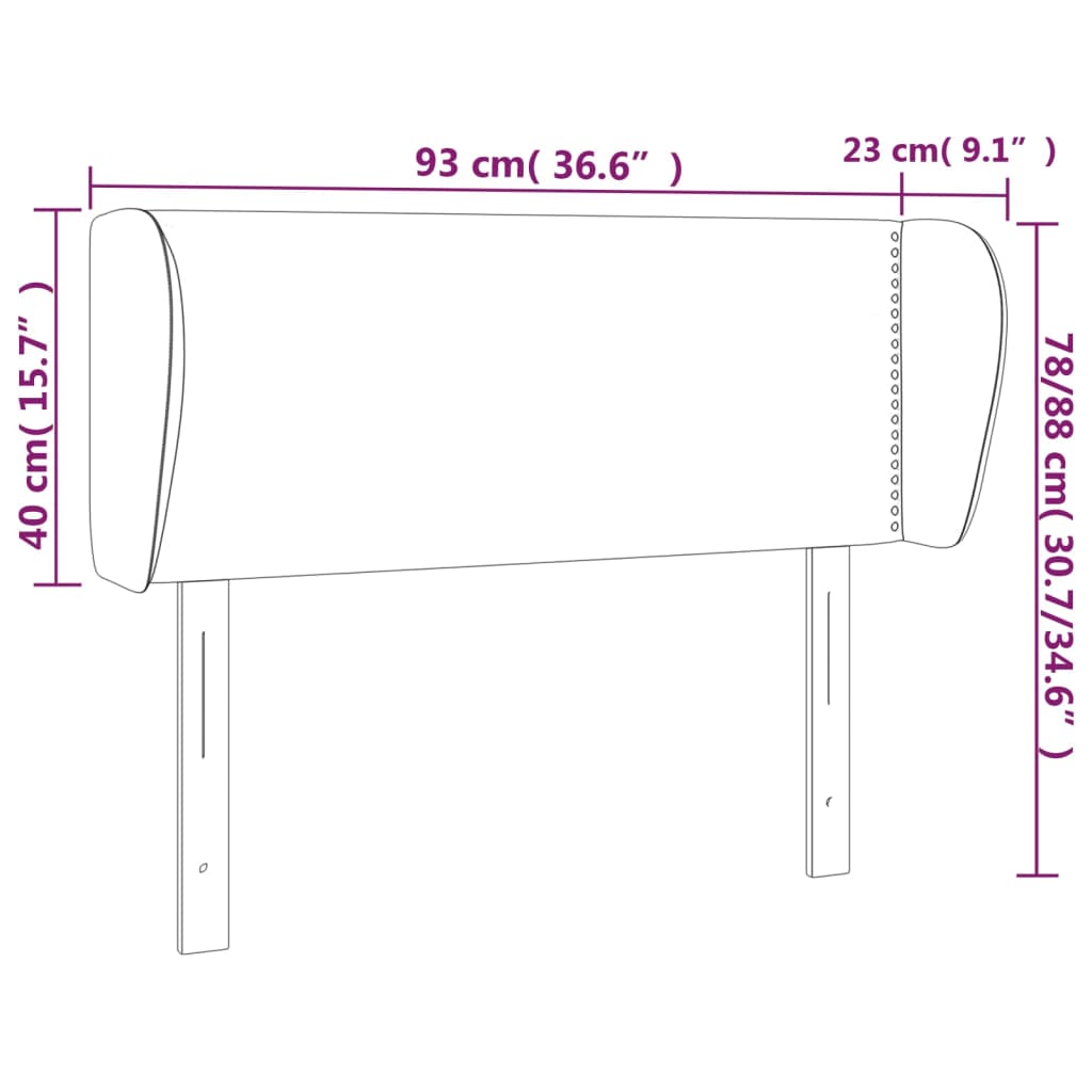 Tête de lit avec oreilles Marron foncé 93x23x78/88 cm Tissu