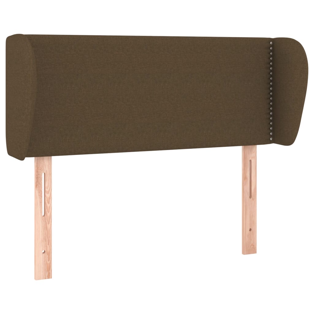 Tête de lit avec oreilles Marron foncé 103x23x78/88 cm Tissu