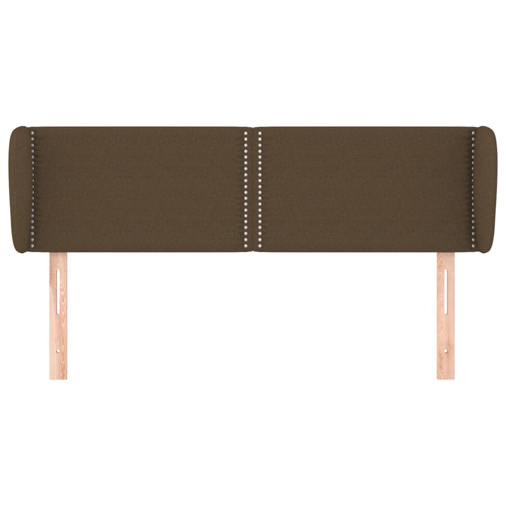 Tête de lit avec oreilles Marron foncé 147x23x78/88 cm Tissu