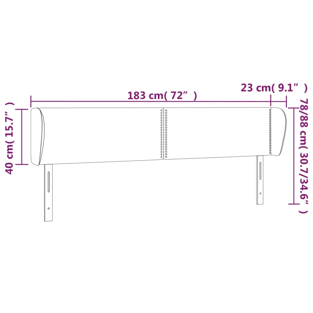 Tête de lit avec oreilles Bleu 147x23x78/88 cm Tissu