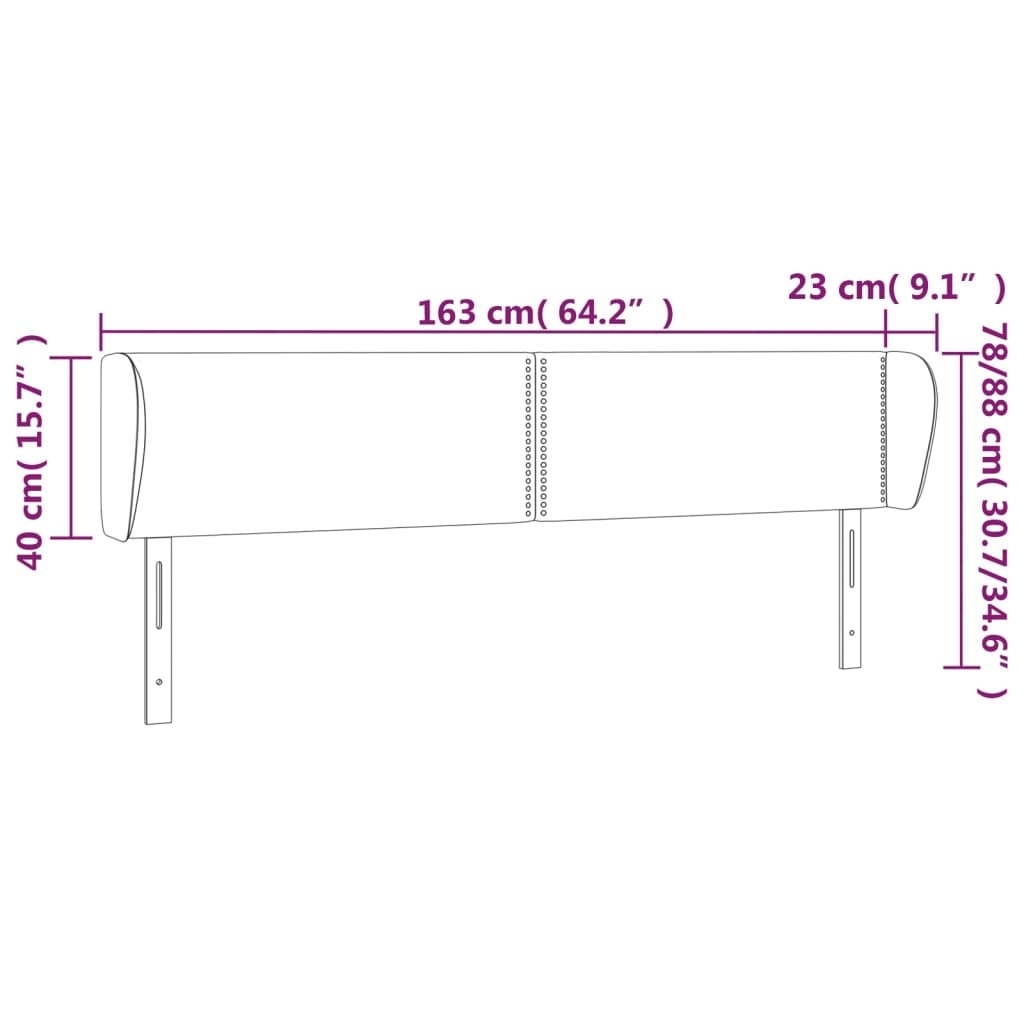 Tête de lit avec oreilles Gris clair 163x23x78/88 cm Tissu