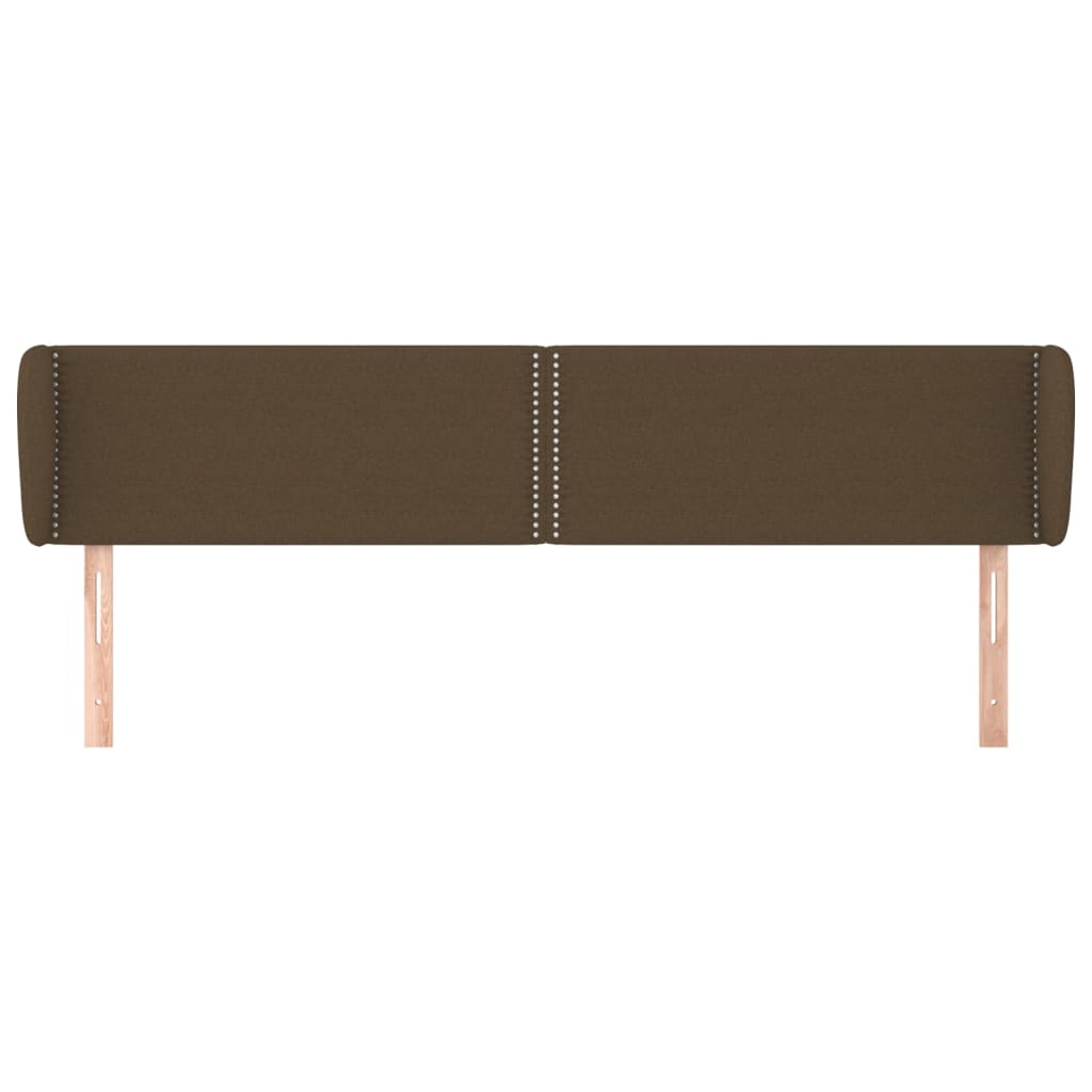 Tête de lit avec oreilles Marron foncé 163x23x78/88 cm Tissu