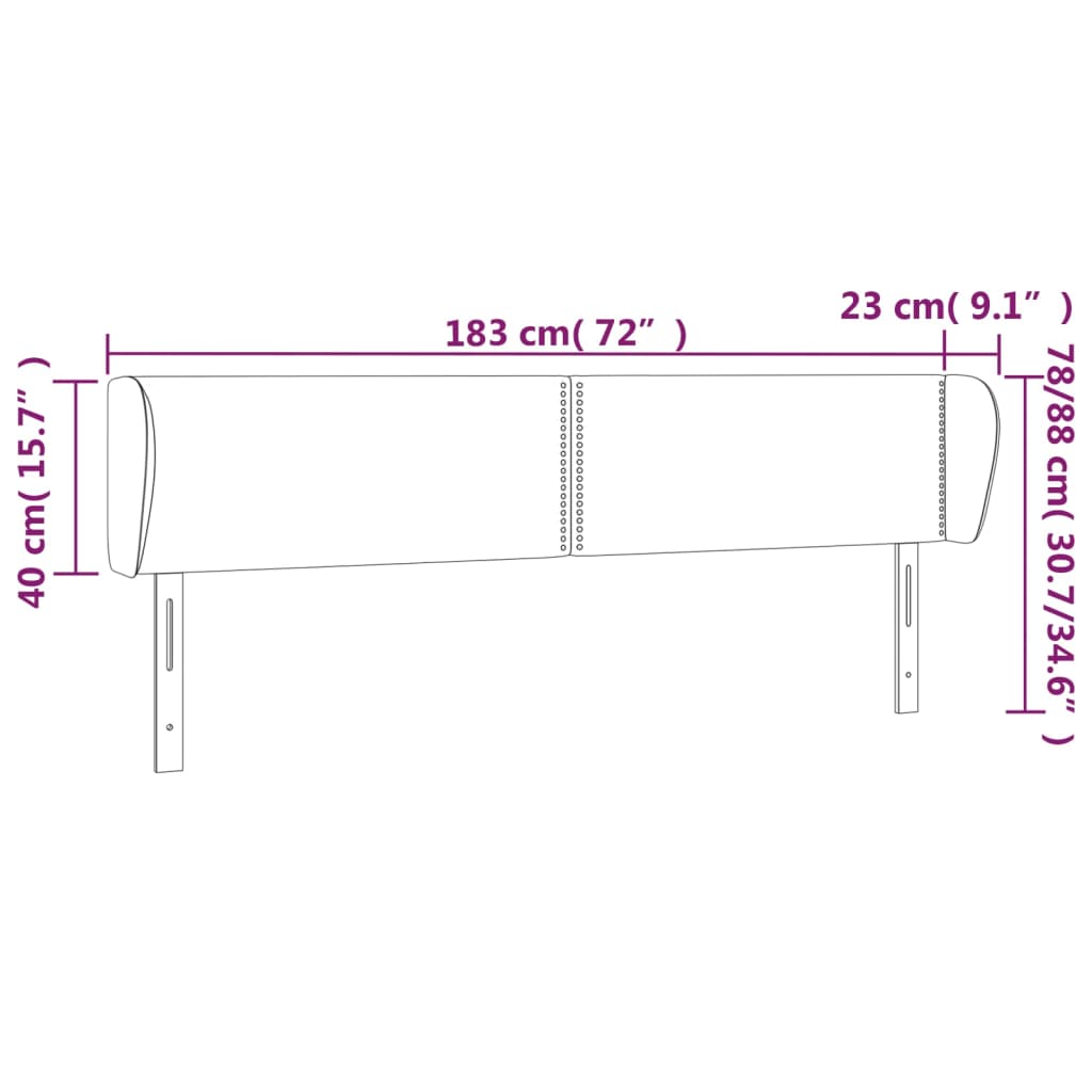 Tête de lit avec oreilles Gris clair 183x23x78/88 cm Tissu