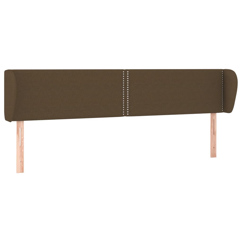 Tête de lit avec oreilles Marron foncé 203x23x78/88 cm Tissu