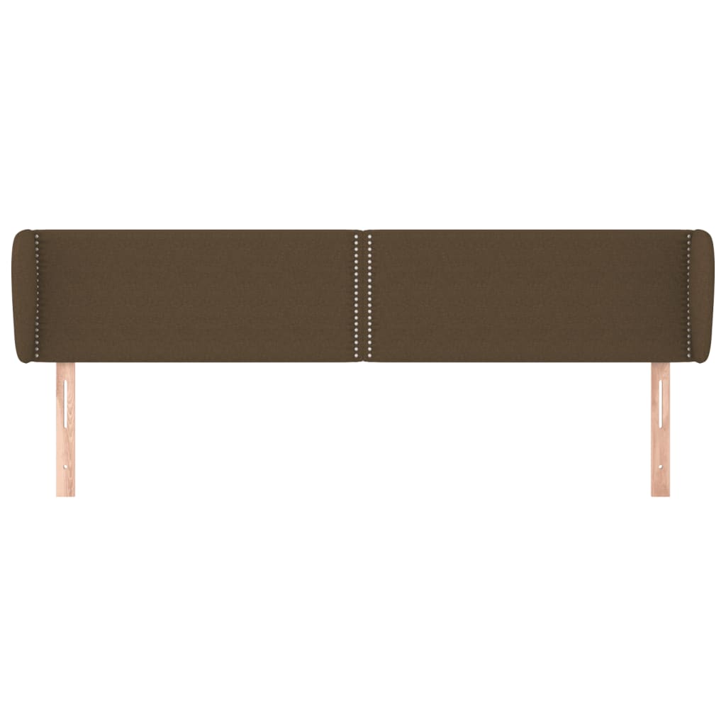 Tête de lit avec oreilles Marron foncé 203x23x78/88 cm Tissu