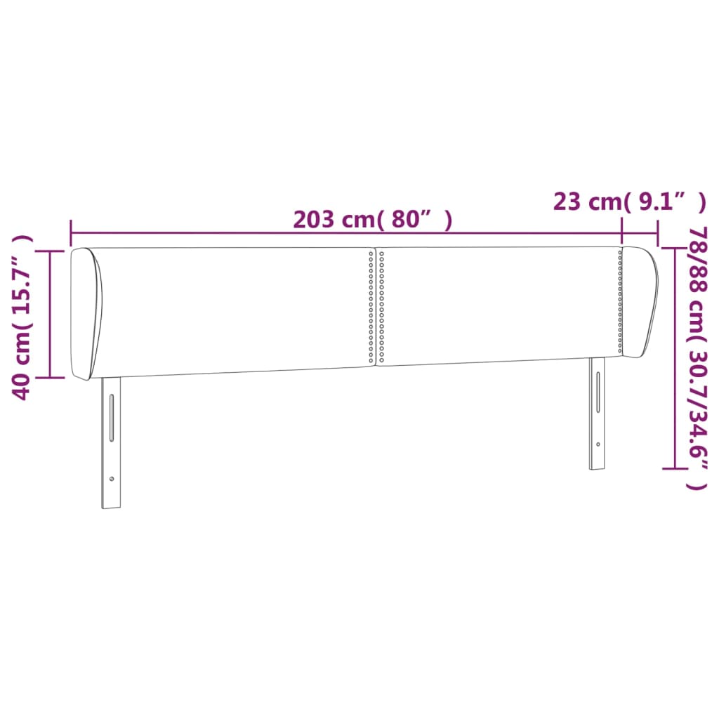 Tête de lit avec oreilles Crème 203x23x78/88 cm Tissu