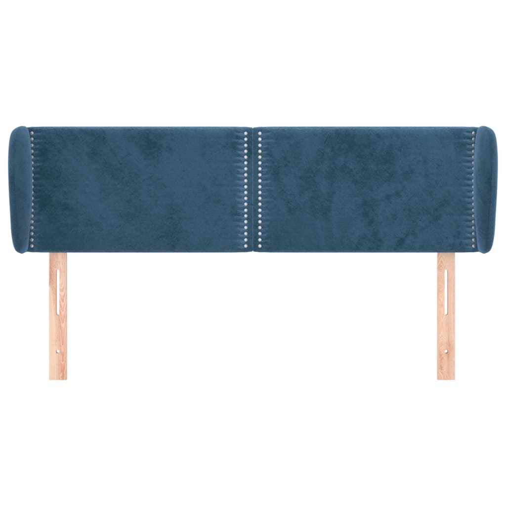 Tête de lit avec oreilles Bleu foncé 147x23x78/88 cm Velours