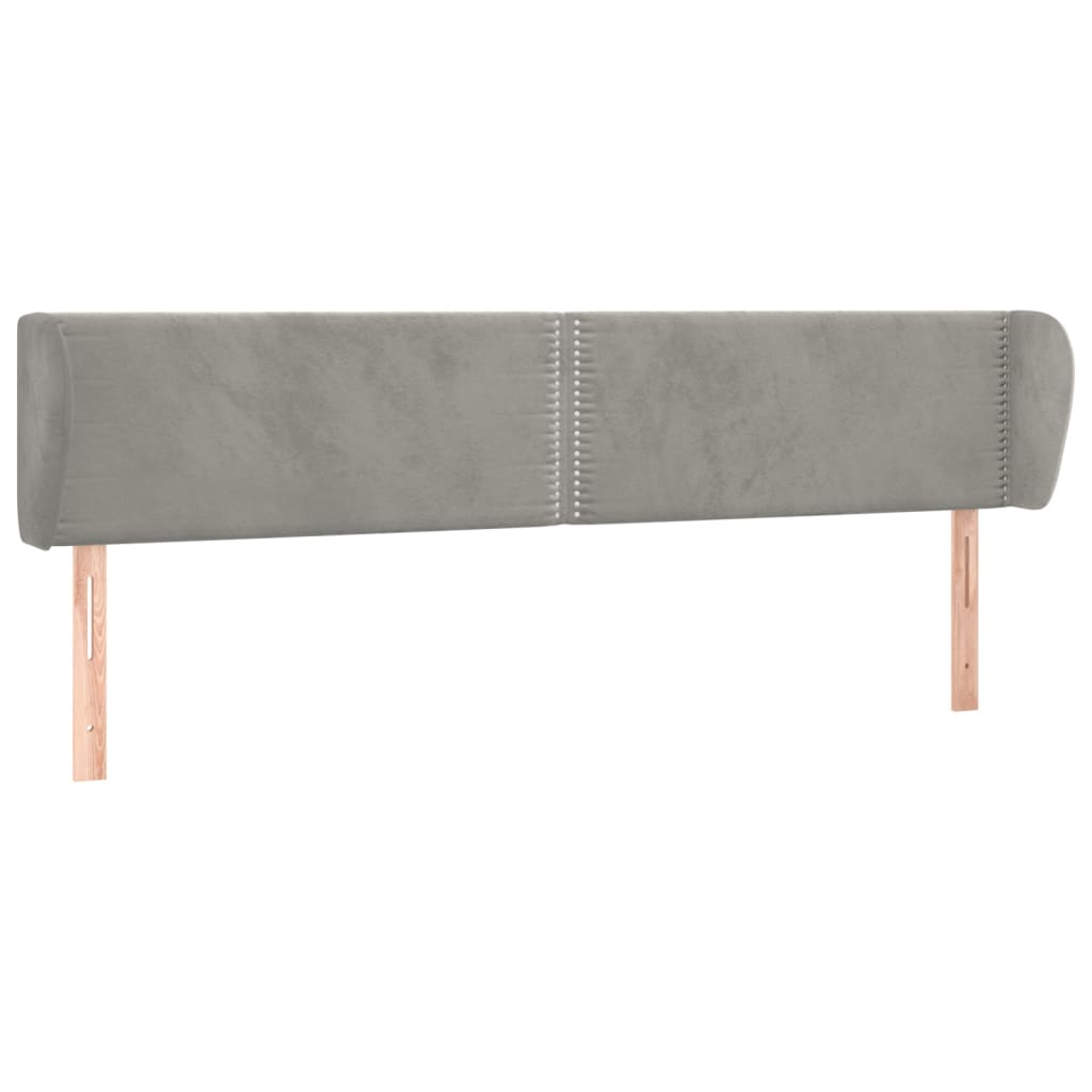 Tête de lit avec oreilles Gris clair 163x23x78/88 cm Velours