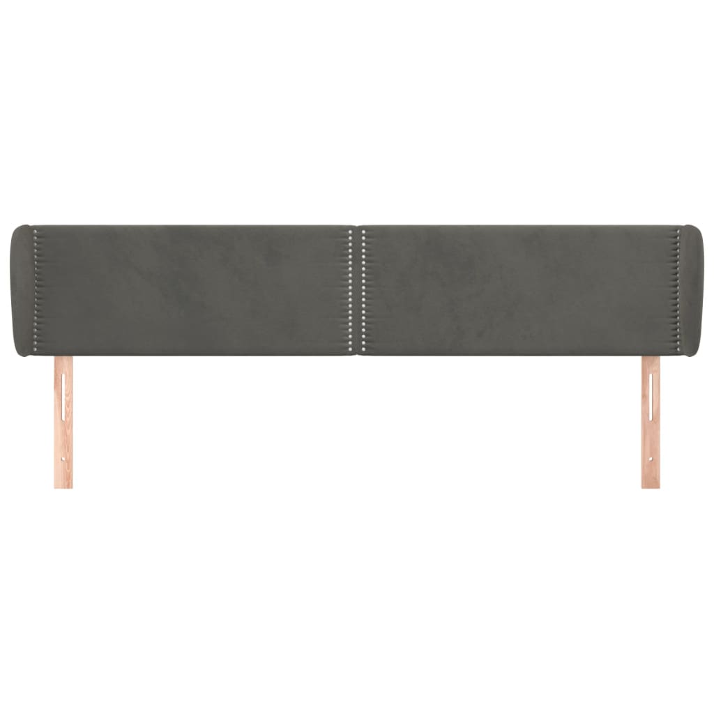 Tête de lit avec oreilles Gris foncé 163x23x78/88 cm Velours