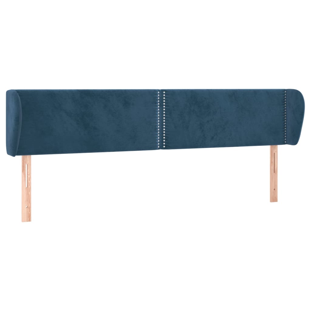 Tête de lit avec oreilles Bleu foncé 163x23x78/88 cm Velours