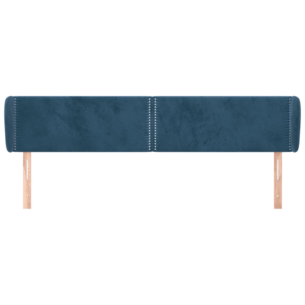 Tête de lit avec oreilles Bleu foncé 163x23x78/88 cm Velours