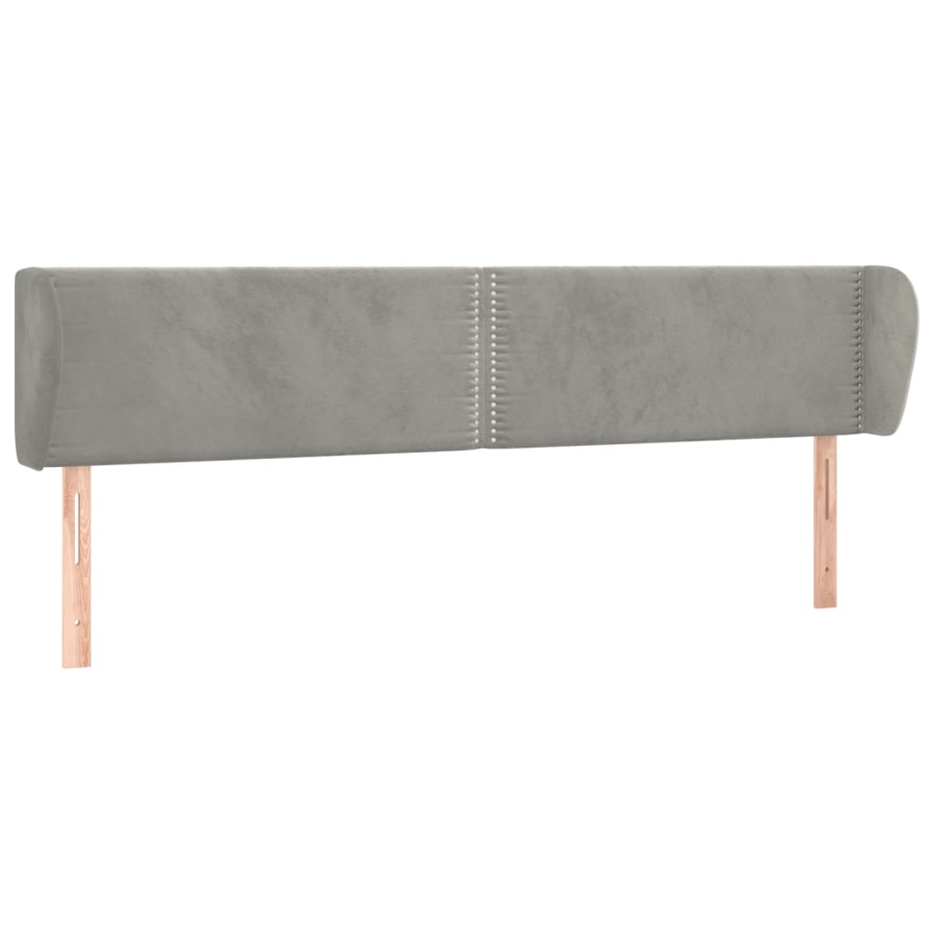 Tête de lit avec oreilles Gris clair 183x23x78/88 cm Velours