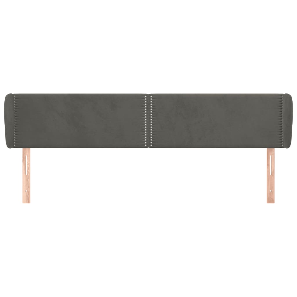 Tête de lit avec oreilles Gris foncé 183x23x78/88 cm Velours