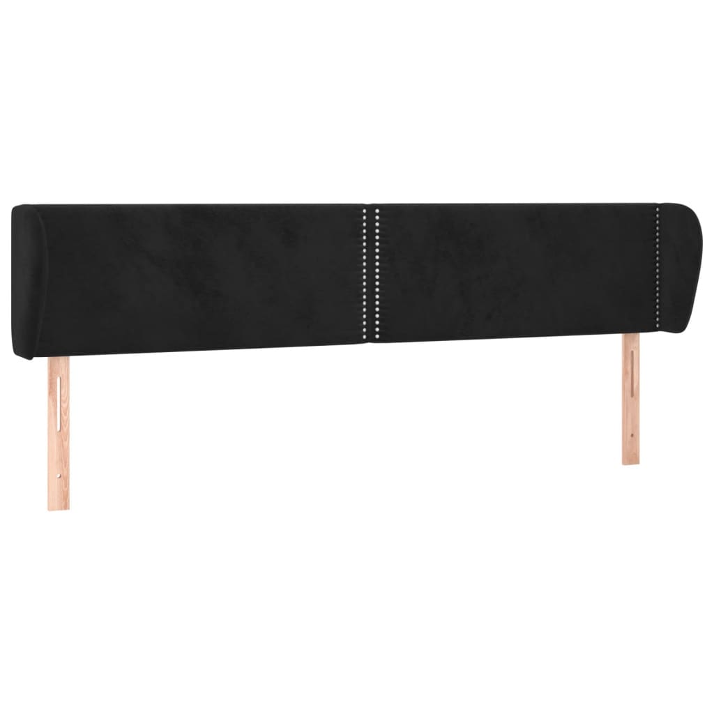 Tête de lit avec oreilles Noir 183x23x78/88 cm Velours