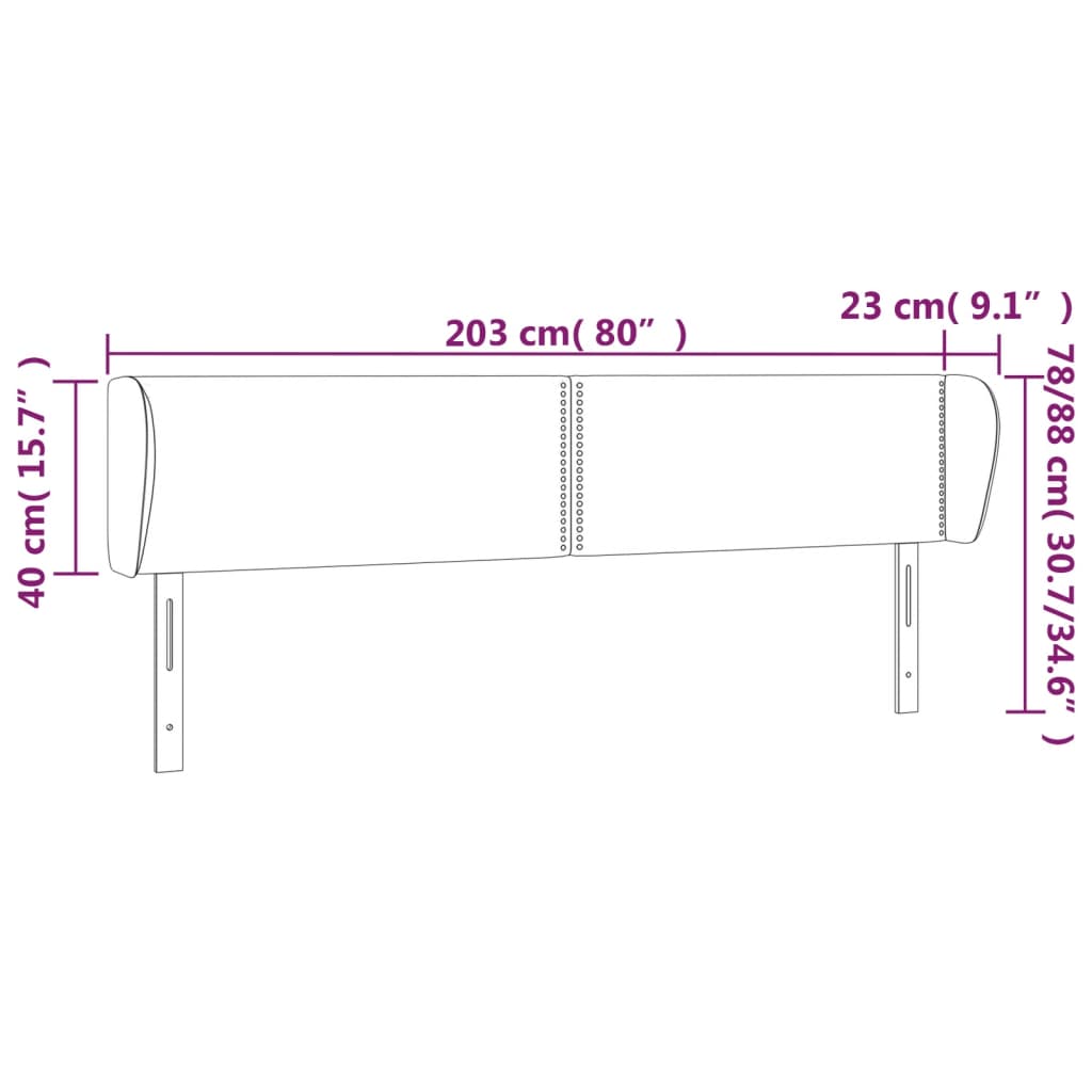 Tête de lit avec oreilles Gris clair 203x23x78/88 cm Velours