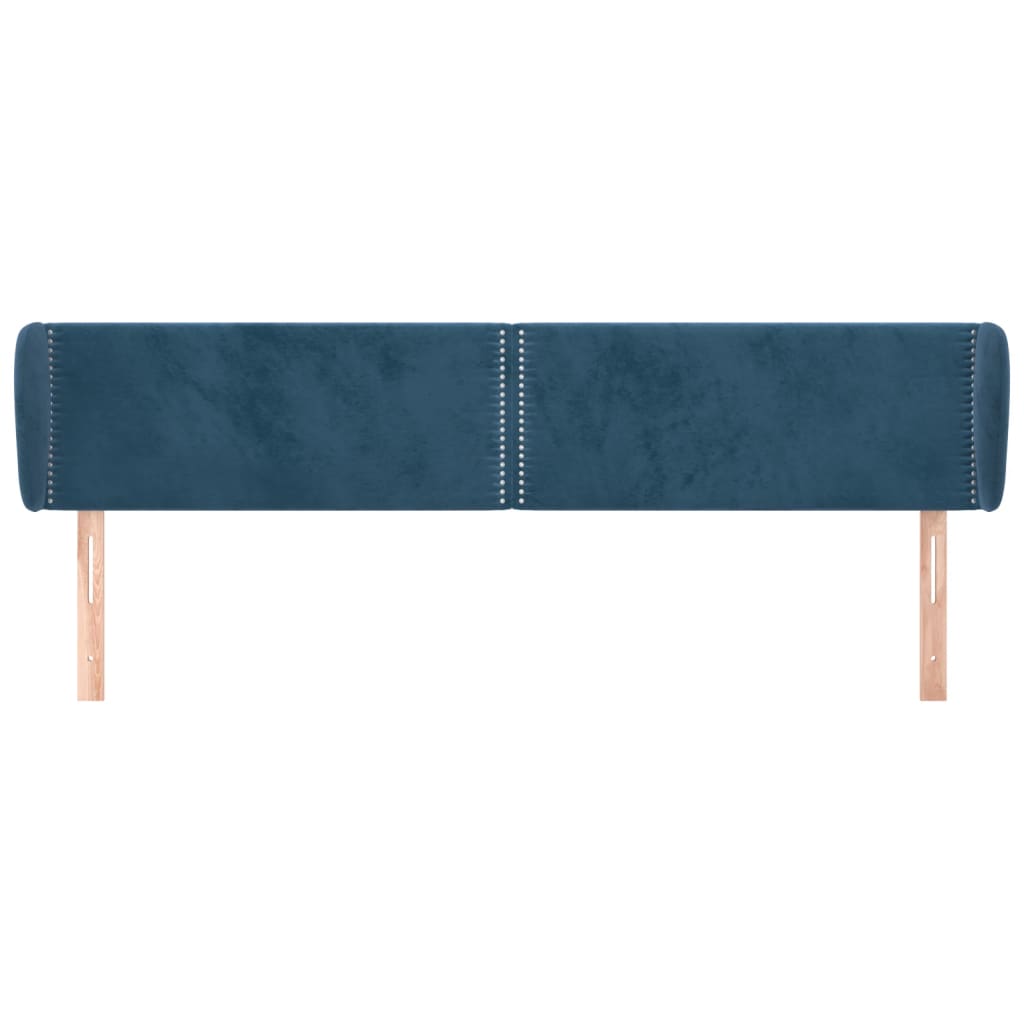 Tête de lit avec oreilles Bleu foncé 203x23x78/88 cm Velours