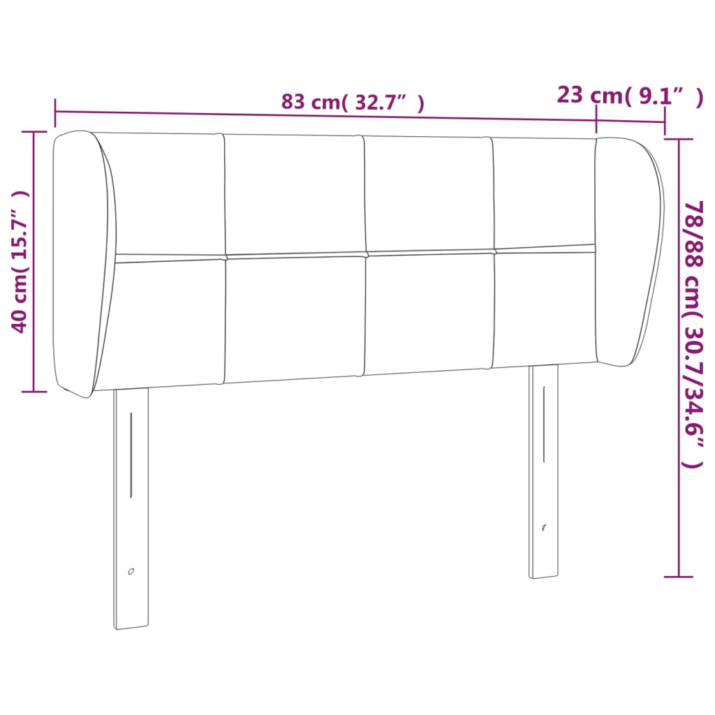 Tête de lit avec oreilles Gris clair 83x23x78/88 cm Tissu